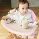 Cowiewie Natural Wooden High Chair for Babies & Toddlers 3-Tier Remove Adjustable Tray and Highchair with Cushions, Easy to Clean, Portable. (Pink) by TinyTreasures Baby Boutique