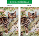 BLKWHT Spring Cat Garden Flag 12x18 Vertical Double Sided Pink Floral Farmhouse Holiday Outside Decorations Burlap Yard Flag BW573 by GreenHaven Gardens