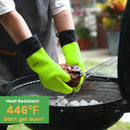 GEEKHOM BBQ Gloves Heat Resistant Oven Mitts - Silicone Grilling Gloves with 13.7" Arm Protection - Waterproof Pot Holder Non-Slip for Men & Women, Kitchen Outdoor Cooking, Baking, Camping, Green by GreenHaven Gardens