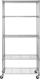 Seville Classics UltraDurable Heavy Duty NSF Solid Steel Wire Rack Storage Unit, Organizer for Garage, Warehouse, Office, Restaurant, Classroom, Kitchen, Silver, 5-Tier Shelving, 36" W x 14" D by CozyNest Decor