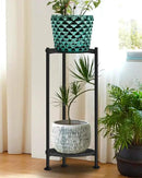 Plant Stand Indoor, 2 Tier Plant Stands for Indoor Plants, 30" Tall Flower Stand with Round Wooden Board Modern Plant Shelf for Living Room, Balcony, Deck by GreenHaven Gardens