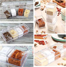 XIUDI Clear Seasoning Rack Spice Pots-4 Pieces Clear Seasoning Storage Container for Spice Salt Sugar Cruet.Acrylic Seasoning Box, Cruet with Cover and Spoon by CozyNest Decor