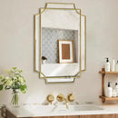 30x20 Inch Gold Bathroom Mirror, Wooden Frame with Scalloped Polished Beveled Glass, Modern Art Wall Decor for Vanity, Irregular Rectangle Mirror for Bedroom, Living Room, Fireplace & Entryway by CozyNest Decor