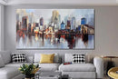 Arjun Brooklyn Bridge Wall Art Modern New York City Abstract Canvas Cityscape Painting, NYC Skyline Textured Picture for Living Room Bedroom Home Office Wall Decor Extra Large Size Framed 58"x29" by CozyNest Decor