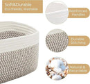 Small Cotton Rope Storage Basket Set of 3-11"x7"x7" Perfect Woven Baskets for Storage, Ideal Storage Baskets for Organizing Toys, Towels, and More - Baskets for Shelves（White & Mixed Grey） by CozyNest Decor