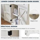 72" Tall Bathroom Storage Cabinet, Farmhouse Storage Cabinet with 2 Drawers, Adjustable Shelves & Barn Door, Cabinet for Bathroom, Living Room, Kitchen, Off White by CozyNest Decor