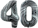 GOER Number 40 Balloons for 40th Birthday Party Decorations,42 Inch Jumbo Foil Helium Balloons for 40th Anniversary (Marble Black) by TinyTreasures Baby Boutique