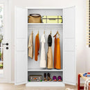 Metal Wardrobe Cabinet with Hanging Rod,White Armoire Wardrobe Closet,Metal Clothing Storage Cabinet with Adjustable Shelves and Doors,72" Wardrobes Storage Cabinet for Home,Living/Laundry Room by CozyNest Decor