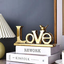 Love Sign Decoration - Gold Bird Sculpture Personalized Love Decor for Home, Living Room, Bedroom, Desktop & Cabinets by CozyNest Decor
