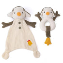Organic Cotton Stuffed Animal Rattle Baby Toys, Plush Snowman Cuddle Cloth and Hand Grip Ring Rattles Plush Toy Set for Newborns Infant Boys Girls, 2 PCS by TinyTreasures Baby Boutique