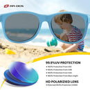 RIVBOS Kids Sunglasses Polarized UV Protection Flexible Rubber Glasses Shades with Strap for Boys Girls RBK004 by TinyTreasures Baby Boutique