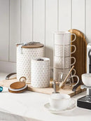 LE TAUCI Food Storage Containers with Airtight Lids, 78/25 oz Ceramic Sugar Canisters Sets, Embossed Large Jars for Pasta, Oats, Coffee Bean, Cookies, Rice, Grains, Tea - Set of 2, Clover by CozyNest Decor