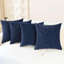CaliTime Throw Pillow Covers Decorative 18 X 18 Inches Pack of 4 Cozy Chenille Cushion Cases for Couch Sofa Bed Living Room Home Navy Blue by CozyNest Decor