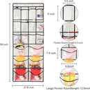2 Pack Extra Large Hanging Crystal Clear Over Door Shoe Organizers, Closet Shoe Rack Organizer, 12+6 Pockets, 8 Hooks, White (59" x 21.6") by CozyNest Decor