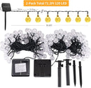 Solar String Lights Outdoor Waterproof, 2 Pack 60 LED 36.5 FT Each, Crystal Globe Lights with 8 Lighting Modes, Solar Powered Patio Lights for Garden Yard Porch Wedding Party Decor (Warm White) by GreenHaven Gardens