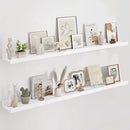 Floating Picture Ledge Shelves 55 Inch Solid Oak Wood Set of 2, Rustic Wall Storage Shelves with Lip, Kids Bookshelf, Photo & Picture Ledge Shelves for Bedroom, Living Room, Kitchen