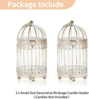 NUPTIO Tea Light Candle Holders: 2 Pcs 6 inch H Distressed White Bird Cage Lantern Centerpiece Hanging Metal Birdcage Tealight Votive Holder for Home Fireplace Dining Table Living Room Decoration by CozyNest Decor