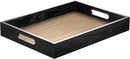 Wood Serving Tray with Handles, Home Decorative Wooden Rectangle Ottoman Decor Platter Vanity Tray for Breakfast Dinner Drinks Kitchen Dining Living Bathroom Restaurants Black Wooden by CozyNest Decor