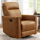 Swivel Rocker Recliner, Glider Rocking Chair, Nursing Chairs Swivel Glider Recliners with Soft Backrest, Leathaire Manual Reclining Sofa for Living Room Bedroom Apartment, Brown by TinyTreasures Baby Boutique