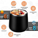 Soup Thermo for Hot Food 20oz Lunch Containers with Buckle Lid Wide Mouth Hot Food Jar Vacuum Insulated Stainless Steel Bento Box Leakproof with Spoon(Black) by TinyTreasures Baby Boutique
