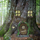 Resin Fairy Door & Window Set with Glow in The Dark Windows, Miniature Sculpture for Trees, Outdoor Decor Accessories by GreenHaven Gardens