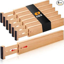 Fabsome Drawer Divider 6 Pack, Bamboo Kitchen Dividers Organizers Adjustable 17''-22'', Wooden Dresser Separators for Nursery Organization Clothes Socks Underwear Baby Clothing, with Soft Foam Ends by CozyNest Decor