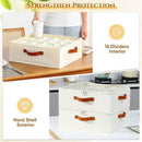 2 Pack Cup and Mug Storage Box with Dividers and Hard Shell, Stackable Coffee Cup Storage Organizer with Lid, Zipper, and Handles for Coffee Mugs, Cups, Glasses, Stemware Storage Containers for Moving