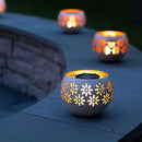 5.4” 4-Pack Decorative Metal Solar Patio Light with Flickering Flame, Waterproof Dusk-to-Dawn Garden Lantern, White by GreenHaven Gardens