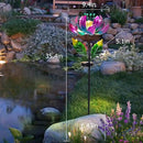 Solar Purple Metal Flower Wind Spinners, Colorful Spinning Windmill Lotus Yard Art Lights Wind Pinwheels with LED Crystal Ball Decorative Stake Lighting Flower Sculpture by CozyNest Decor