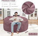 5FT Bean Bag Chair, Large Bean Bag Chairs with Memory Foam Filled, Fluffy Beanbag Sofa with Dutch Velvet Cover, Round BeanBag Chairs for Living Room, Playroom - Dusty Pink by TinyTreasures Baby Boutique