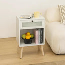 AWASEN White Night Stand, Modern Bedside Table with Glass Storage Drawer and Large Open Shelf, Wood Nightstand Side End Table with Solid Wood Legs for Bedroom, and Small Space, White by CozyNest Decor