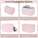 3-Pack Shelf Baskets for Organizing, Woven Storage Basket for Shelves, Cotton Rope Storage Bins for Toys Books, Nursery Towel Baskets for Classroom, 14.96"X9.8"X8.85", Pink by CozyNest Decor