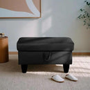 Ottoman Rectangular Storage Ottoman Bench, Flannel Footrest Stool Footstool with Lid for Living Room, Bedroom, Entryway, Black, 28.5"x19"x17.5" by CozyNest Decor