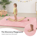 Baby Play Mat for Floor,1.3" Thick Elasti-Foam 50"×74" Playpen Mat for Tummy Time,Water Repellent Soft Coral Velvet for Toddler,Infant,Kids,Non-Slip Backing Safe for Crawling(Pink) by TinyTreasures Baby Boutique