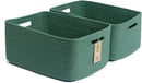 Large Storage Baskets for Shelves, Closet Organizers Bins for Clothes Blanket Towels, Baby Nursery, Toy Baskets Box, Woven Rope Baskets, 17 x 13 x 7.5”, 2 Packs Green by TinyTreasures Baby Boutique