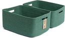 Large Storage Baskets for Shelves, Closet Organizers Bins for Clothes Blanket Towels, Baby Nursery, Toy Baskets Box, Woven Rope Baskets, 17 x 13 x 7.5”, 2 Packs Green by CozyNest Decor