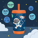 Kid Insulated Stainless Steel Tumbler with Silicone Straw, 12oz Sippy Cup for Kids (Astronaut) by TinyTreasures Baby Boutique