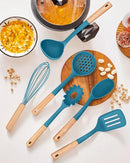 Kitchen Utensils Set, 13PCS Silicone Cooking Utensils, Heat Resistant Kitchen Utensil Spatula Set for Nonstick Cookware, Wooden Handles Kitchen Gadgets Tools Set (BLUE) by CozyNest Decor