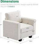38.5 Oversized Accent Chair with Storage Beige Set of 2, Single Modern Accent Sofa Chair with Arms for Apartment Living Room Linen(21" Deep Seat) by CozyNest Decor