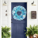 24 Inch Coastal Seashell Large Wreath with Natural Starfish & Scallops Shell, Blue Beach Style Front Door Wreath with for Spring Summer, Farmhouse Rustic Indoor Outdoor Home Wall Wedding Decor by CozyNest Decor