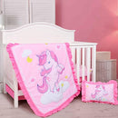 UOMNY Crib Bedding Set for Girls 4 Piece Unicorn Baby Girl Crib Bedding Sets with Baby Comforter Crib Sheet Crib Skirt Pillowcase Nursery Bedding Set by TinyTreasures Baby Boutique