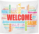 TOMPOP Tapestry World Welcome Word Cloud in Different Languages Conceptual Multilingual Home Decor Wall Hanging for Living Room Bedroom Dorm 50x60 Inches by CozyNest Decor