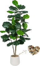Artificial Fiddle Leaf Fig Tree 5FT, Large Realistic Faux Ficus Lyrata Plant with Pot Large Faux Plant for Indoor Outdoor Home, Office, Living Room, Bathroom Decor by CozyNest Decor