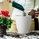 10 Inch Ceramic Planter Pot Large Plant Pot with Drainage Hole and Saucer Modern Round Flower Pot for Indoor Outdoor Plants Garden Pot White by GreenHaven Gardens