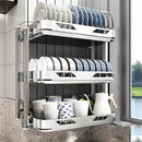 Dish Drying Rack with Drain Board - Rustproof Stainless Steel Dish Rack with Utensil Holder,Dish Racks for Kitchen Counter Over Sink,Over-Sink Drying Rack(Wall-Mounted,Third Floor) by CozyNest Decor