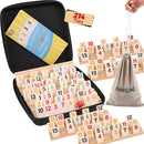 Upgraded Rummy Cube Game Set 6-8 Players with 8 Wooden Holders and 214 Rummy Tiles, Travel Family Board Game for Adults and Kids by TinyTreasures Baby Boutique