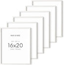 HAUS AND HUES Set of 6 - White Picture Frames Poster Frames for Wall, Wood Frame 16x20 White Frames Gallery Wall, Large Picture Frames (White Oak Frame), 16x20 in by CozyNest Decor