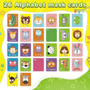 Alphabet ABC Flash Cards with Animal Masks, 26 Pcs Animal mask Alphabet Cards, Interactive Education Games, Learn Letters, English Phrases(Colorful) by TinyTreasures Baby Boutique