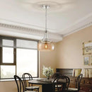 WUZUPS Nickel Chandelier Rustic Farmhouse Industrial Round Ceiling Pendant LED Light Fixture with Amber Glass Shade for Dining Room Kitchen Island Foyer Entryway, H 17" W 13.4", E26 Base by CozyNest Decor