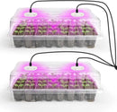 Bonviee 2-Pack Seed Starter Tray with Plant Light, Elevated Seedling Starter Trays Kits with Adjustable Humidity Domes and Clear Cell Tray, 12 Full Spectrum Led Lamp Beads for Plants Indoor-Clear by GreenHaven Gardens